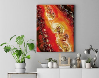 Red Abstract Modern Wall Art, Red Abstract Art, Fire Abstract Art, Trendy Wall Art, Printed Modern Art