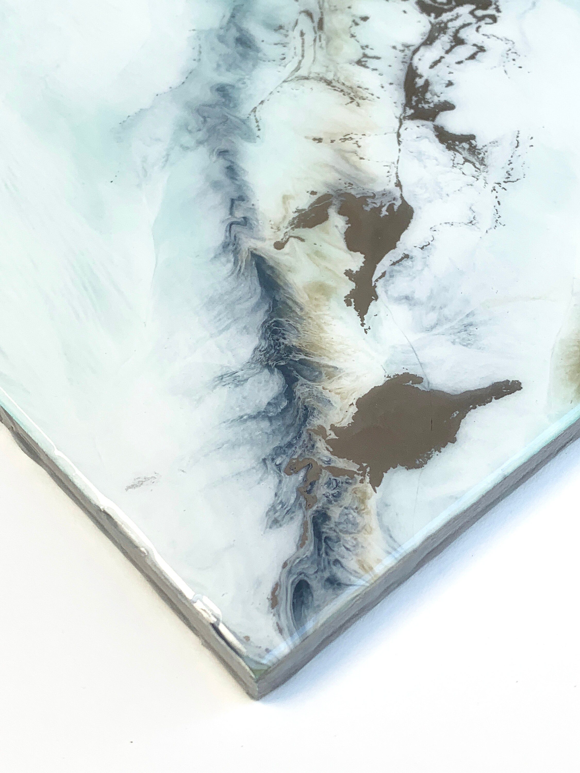 Modern Marble Wall Art 12x24 Resin on Wood Etsy