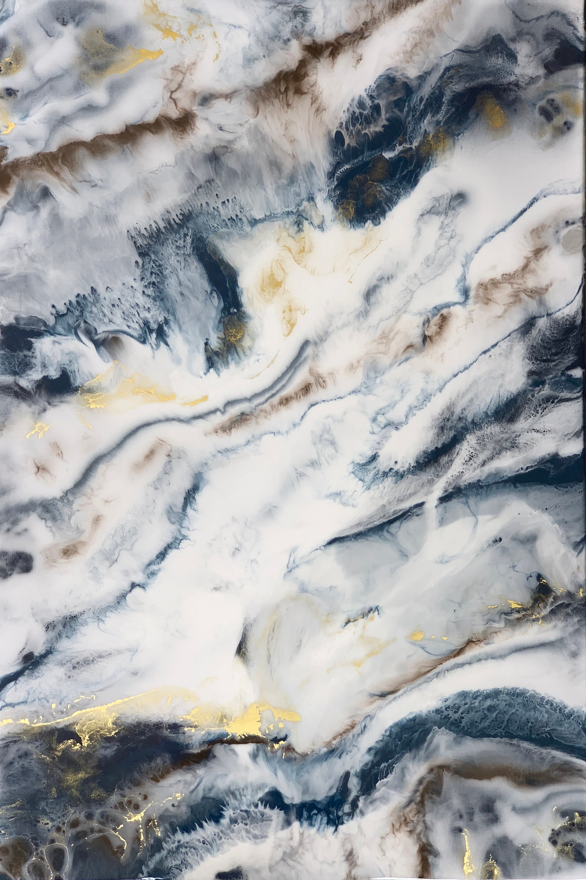 Marble Painting set of 2 Made With Poured Resin Marble Wall Decor