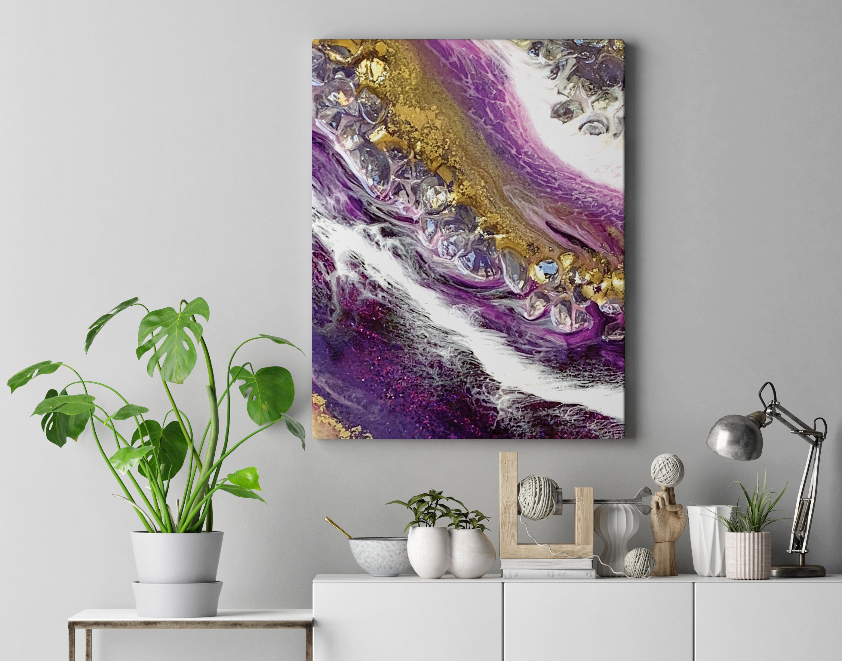 Purple Abstract Modern Wall Art Purple Pour Abstract Art - Etsy