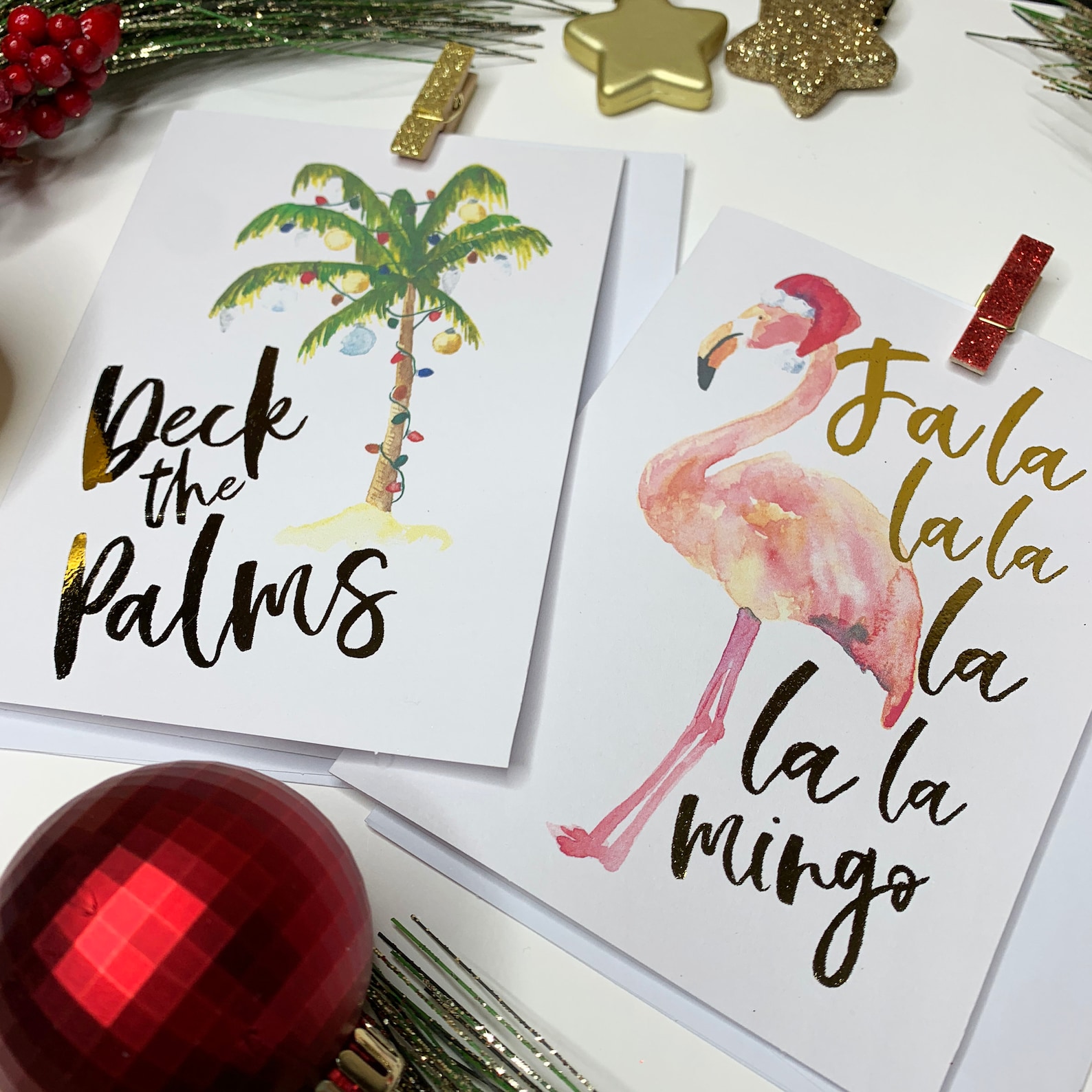 Christmas in Florida Holiday Cards Flamingo Christmas Deck Etsy