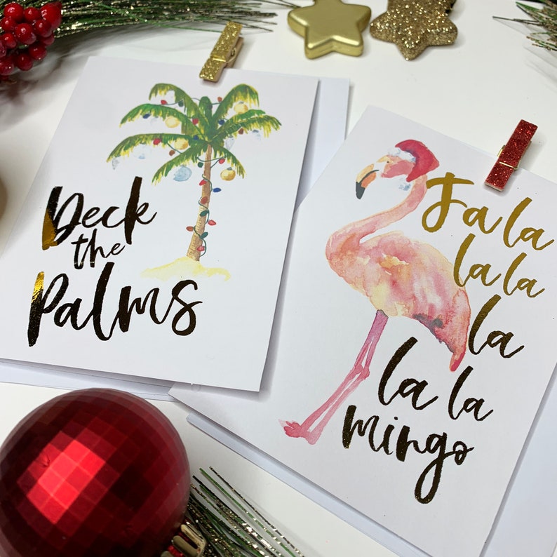 Christmas in Florida Holiday Cards Flamingo Christmas Deck Etsy