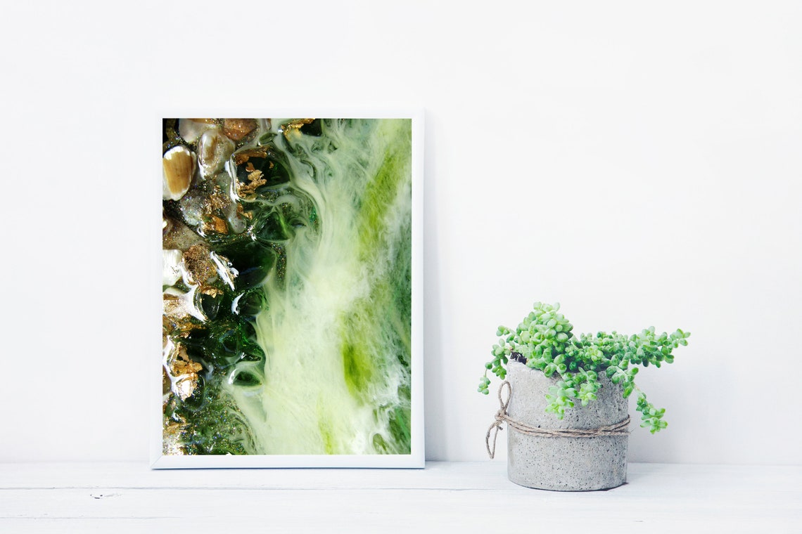 Dark Green Abstract Modern Wall Art, Emerald Abstract Art, Green Modern