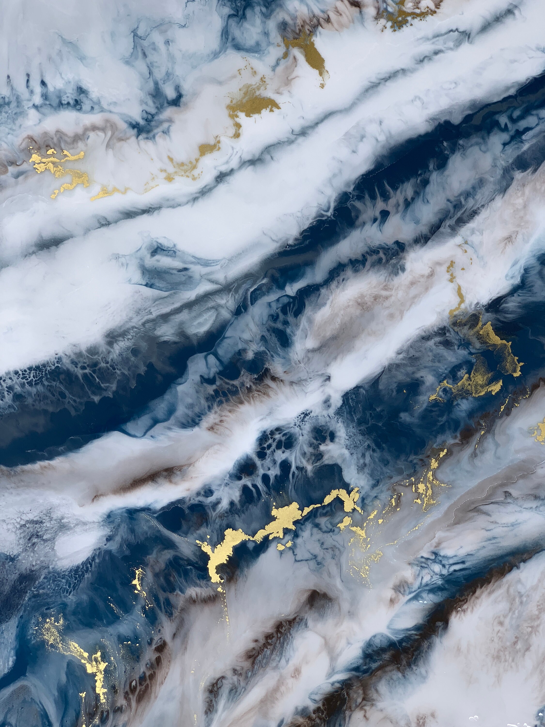 Marble Painting set of 2 Made With Poured Resin Marble Wall Decor