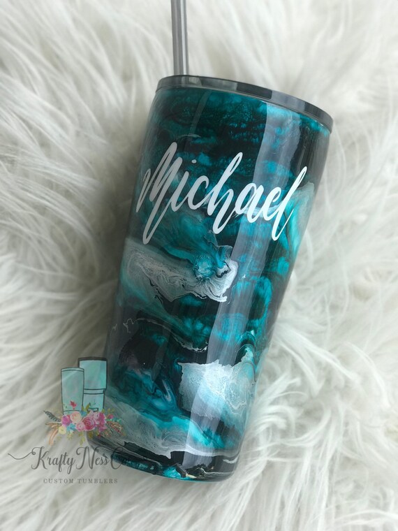 Ink Swirl Tumbler Personalized Tumbler Gift for Him Etsy