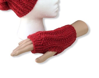 Handknit Fingerless Gloves, Hand knit Handwarmers, Knitted Wristwarmers - Ready to ship