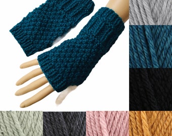 Chunky Handknit Fingerless Gloves, Hand knit Handwarmers, Knitted Wristwarmers - Knit to order