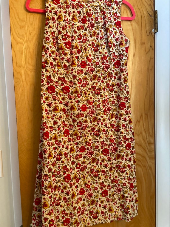 Red Ditzy Floral Shift Dress - Vintage Handmade 1… - image 1