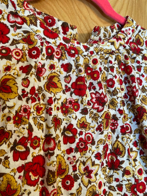 Red Ditzy Floral Shift Dress - Vintage Handmade 1… - image 4