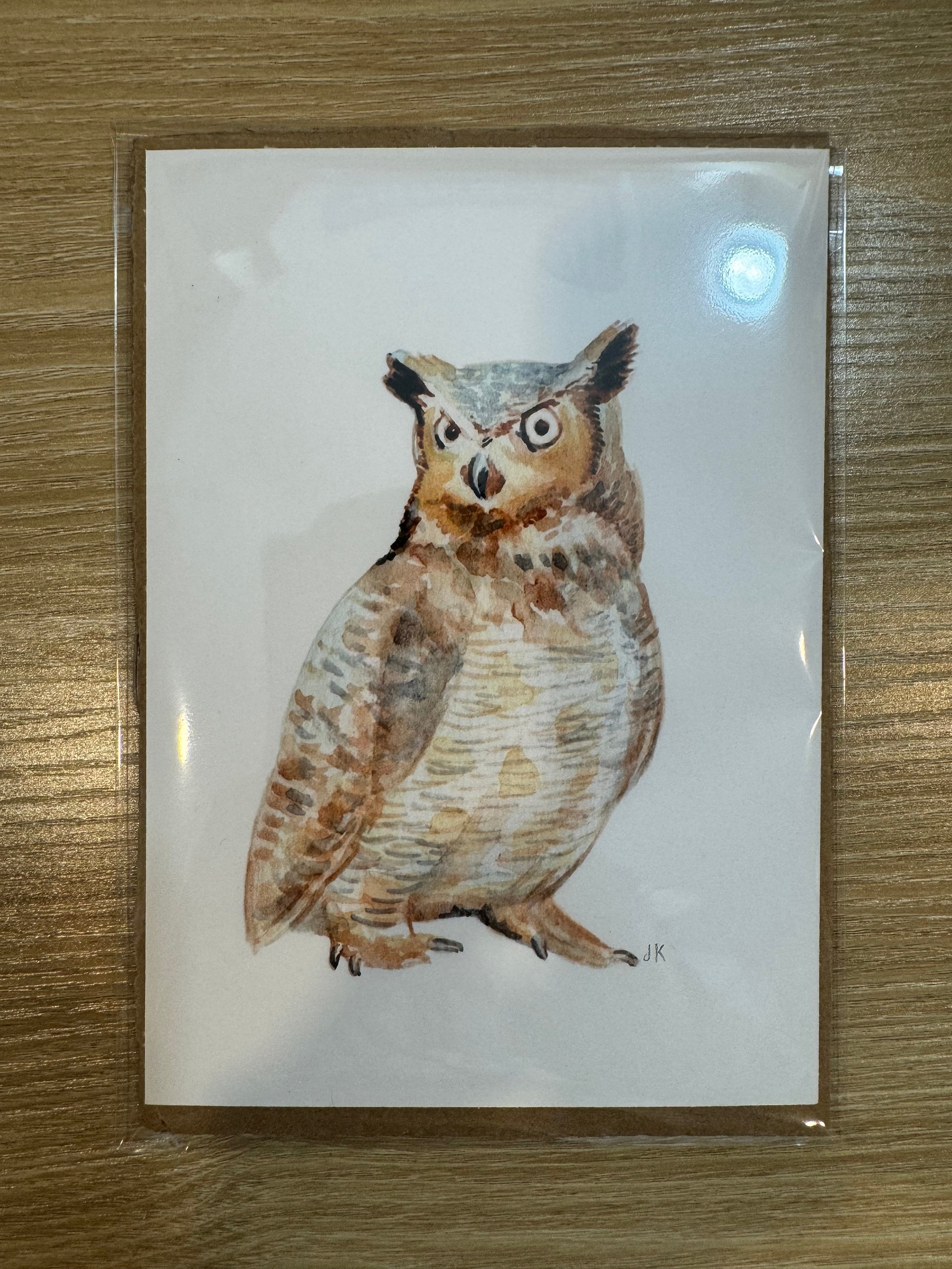 Watercolour Great Horned Owl PRINT 5x7"