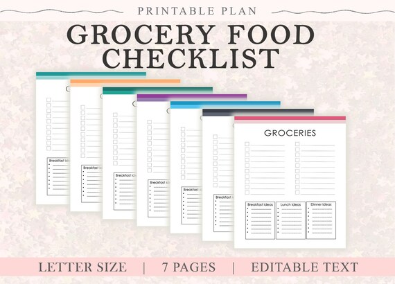 grocery list printable printable