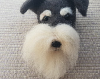 Schnauzer brooch, needle felted Schnauzer, Schnauzer gifts