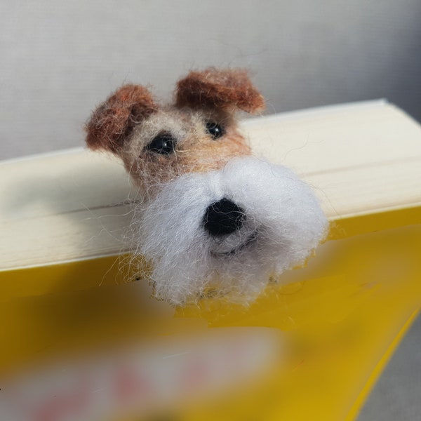 Wire Haired Fox Terrier bookmark, needle felted Wire Haired Fox Terrier, Dog bookmark