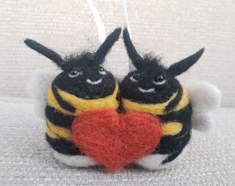 Bee decoration, Bee lover gift, needle felted Bees