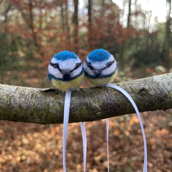 Blue Tit gifts, Blue Tit bookmark, needle felted Birds, Bird lover gift