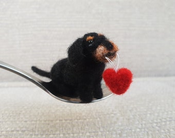 Miniature felted Dachshund, Dachund gifts