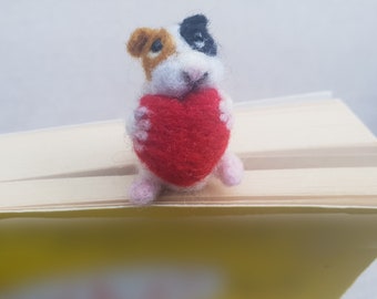 Guinea pig bookmark, needle felted animals, miniature Guinea pig