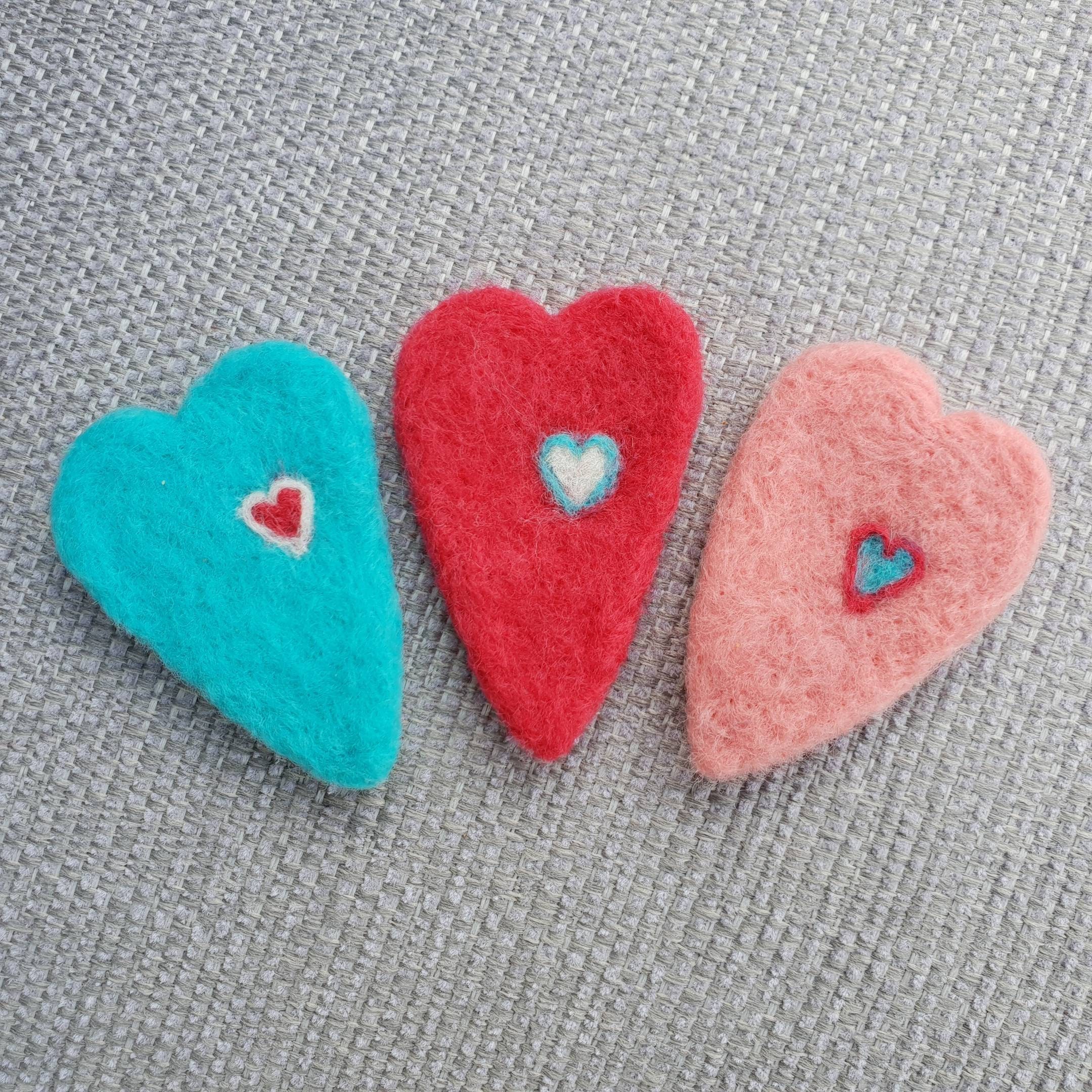 Needle felted hearts Valentine's Day gift felted hearts Etsy