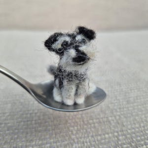 Miniature felted Schnauzer, Schnauzer lover gift, doll house pets