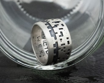 Binaire code 'Invictus'-ring