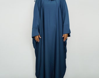 Blue Open Batwing Abaya – Luxury Blue Kimono Style Abaya for Modest Wear