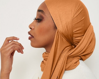 Caramel Stretch Jersey Hijab – Soft Lightweight Headscarf | Everyday Modest Hijab UK