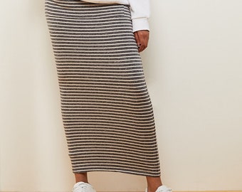 Black and White Stripe Skirt, pencil skirt, skirt, winter skirt, modest skirts, pocket skirt, maxi skirt with pockets, long skirt,loungewear