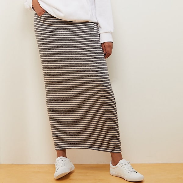 Black and White Stripe Skirt, pencil skirt, skirt, winter skirt, modest skirts, pocket skirt, maxi skirt with pockets, long skirt,loungewear