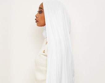White Stretch Jersey Hijab – Soft Lightweight Headscarf | Everyday Modest Hijab UK