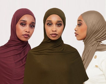 Premium Quality Jersey Hijab Trio Set, Jersey Headwrap, Premium Jersey Gift Set, Jersey Hijab UK, Jersey Hijab Shawl