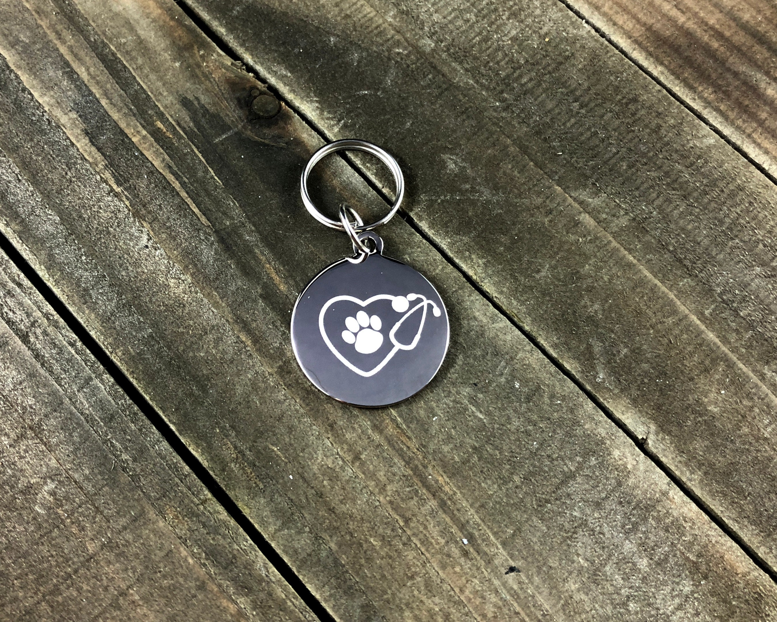 Pawprint stethoscope name tag • Custom engraved stethoscope tag