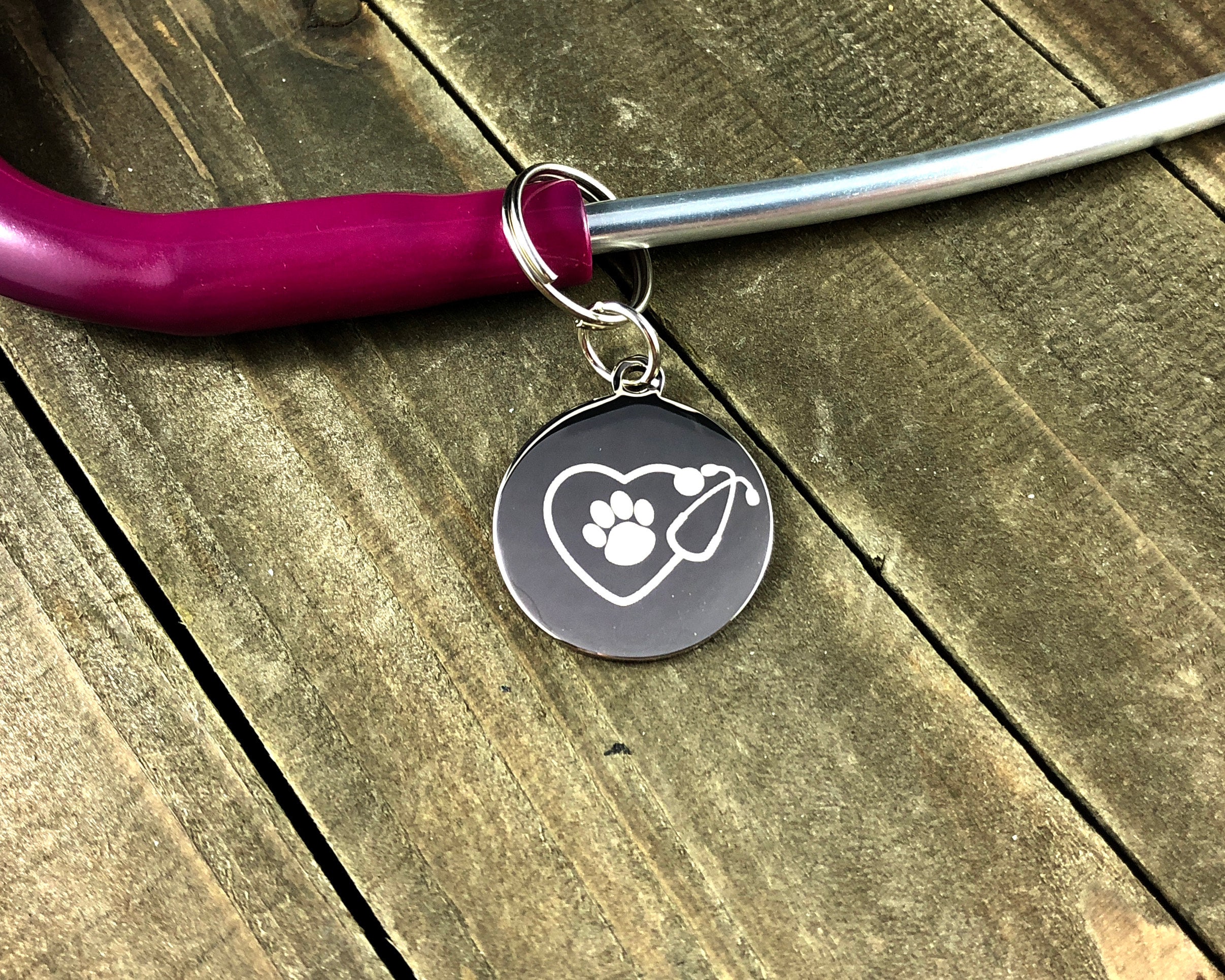 Pawprint Stethoscope Name Tag Custom Engraved Stethoscope Etsy Canada