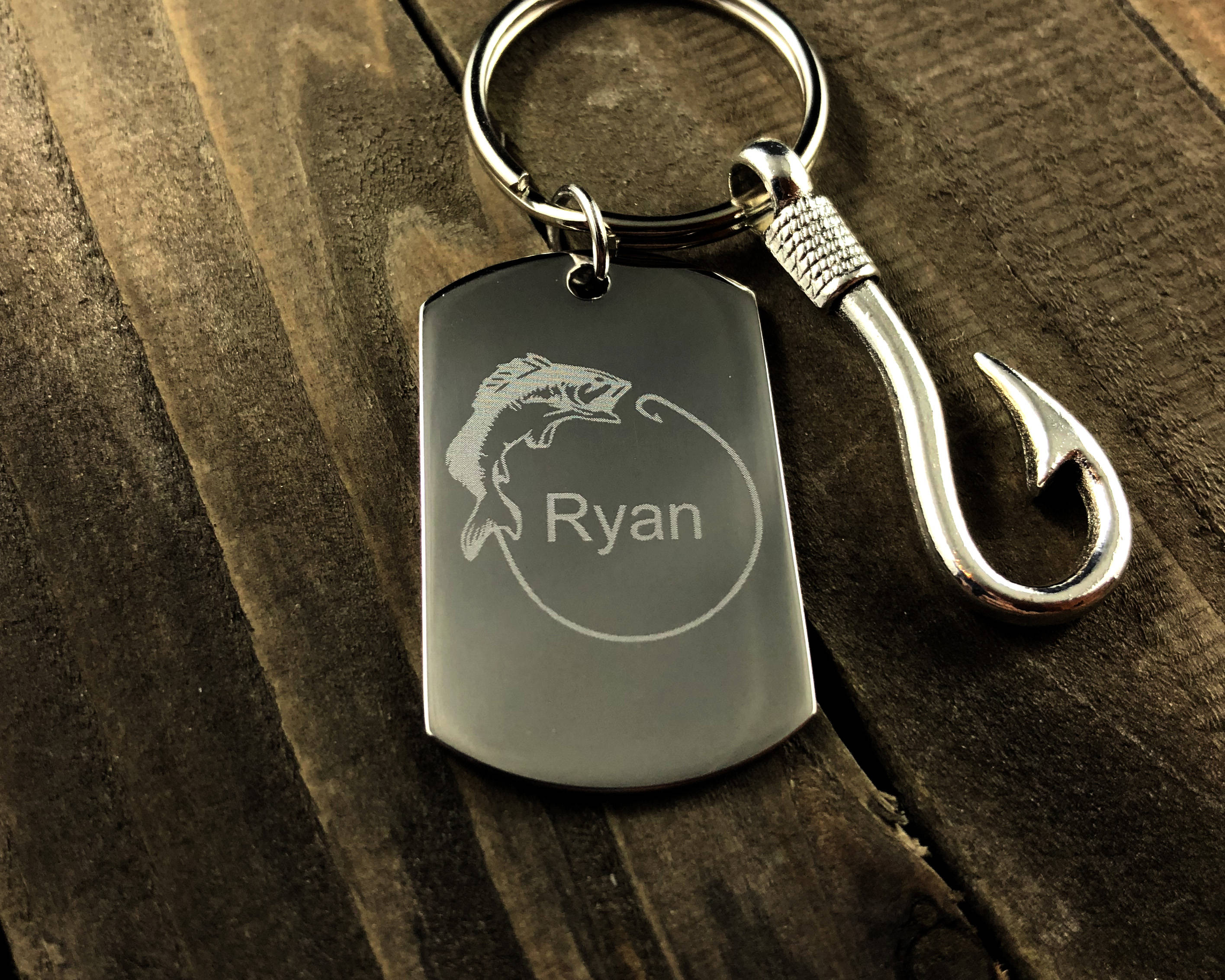 Custom name fishing keychain Fishing keychain Etsy