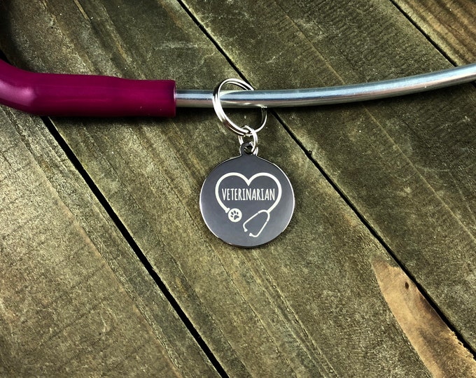 Veterinarian stethoscope tag • Custom engraved stethoscope tag • Personalized tag