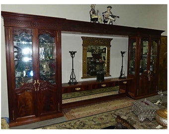 Custom Carved Mahogany Entertainment Wall Unit or Sideboard 1051-801