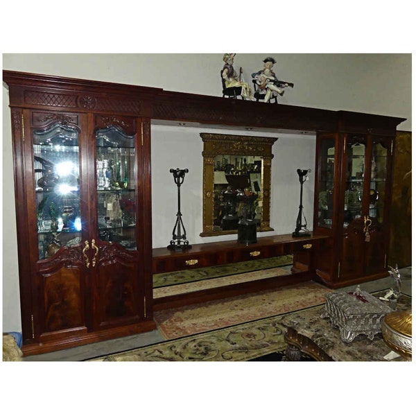 Custom Carved Mahogany Entertainment Wall Unit or Sideboard 1051-801