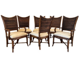 Set of 6 Tommy Bahama Mangrove Rattan Dining Chairs - ENC-1153