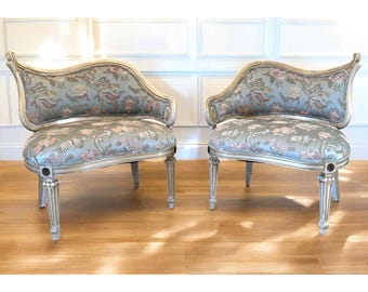 Pair - 1950s  Maison Jansen Inspired Leaf-Back Lounge Chairs - ENC-1172