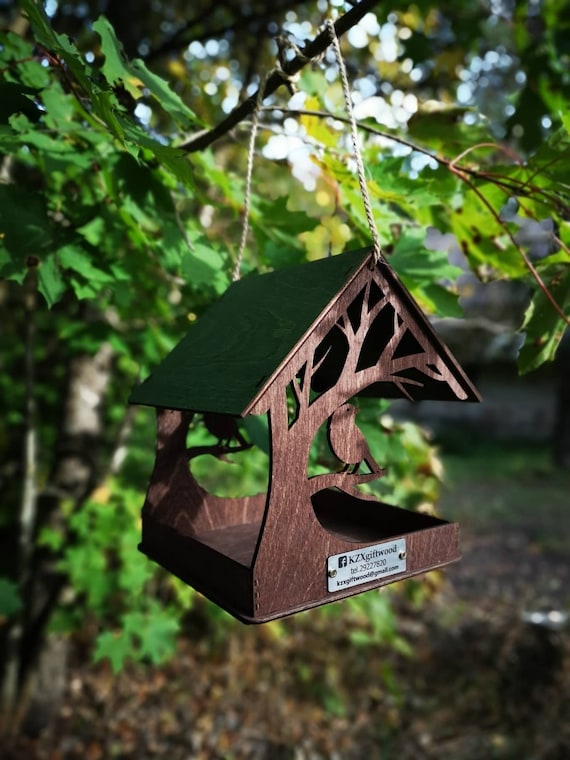 Bird Feeder Birdhouse Garden Decor Wooden Bird Feeder Etsy
