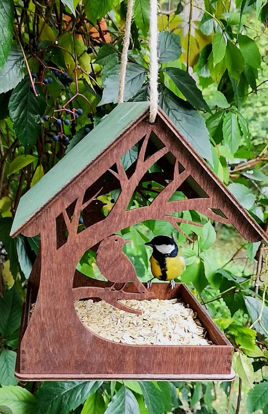 Mangeoire oiseaux extérieur stable en bois naturel - Modele Sweet