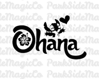 Ohana は家族を意味する SVG ハワイ語の引用文と、Sillhouette または