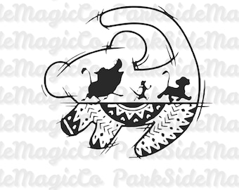 Tribal Lion King SVG – Simba, Timon & Pumbaa Silhouette (Digital Download)