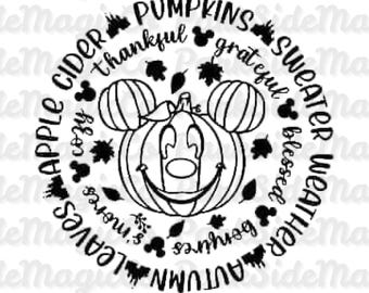 Fall Mickey Pumpkin SVG: Autumn Cozy Words Design (Digital Download)