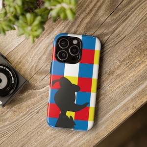 Phone Case, Donald Duck Silhouette in Classic Checker Pattern, Tough Case, Protective Cover, Disney Fan Gift, Cartoon Character Accessories