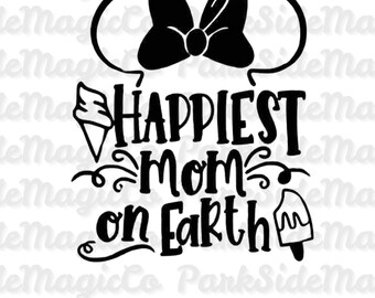 Mamá más feliz del mundo SVG PNG / Descarga digital de Disney Mom / Archivo Cricut para el Día de la Madre Mágico / Diseño de camiseta para viaje al parque