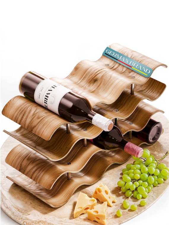 Dreiklang – be smart® Weinregal Flaschenregal Holz 14 Flaschen | freistehend und dekorativ | klein & schmal | 4 Ebenen (43 x 37 x 15,7 cm)