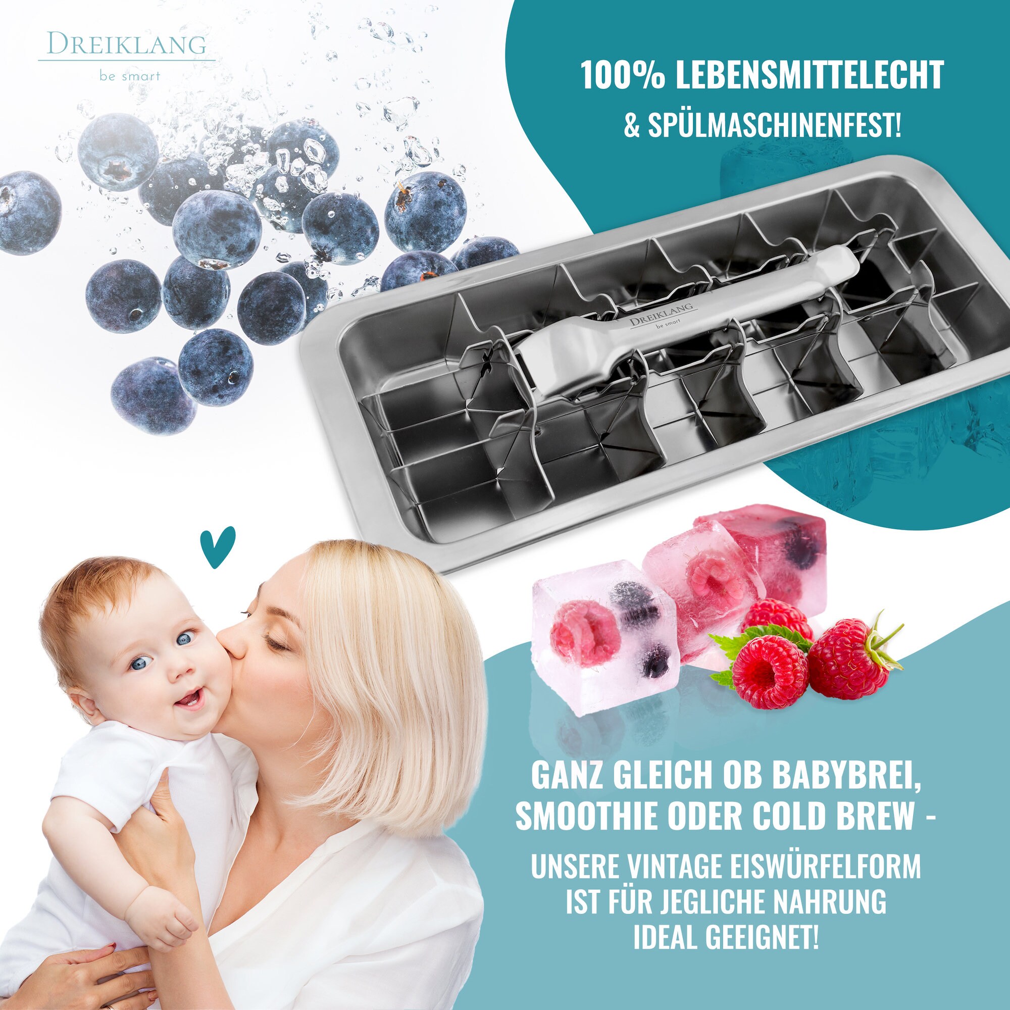  Stainless Steel Ice Cube Maker Tray,Lever Style Ice Cube Mold  Quick To Making 18 Ice Cubes: Home & Kitchen