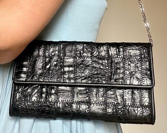 Sac à main de luxe en cuir noir vintage