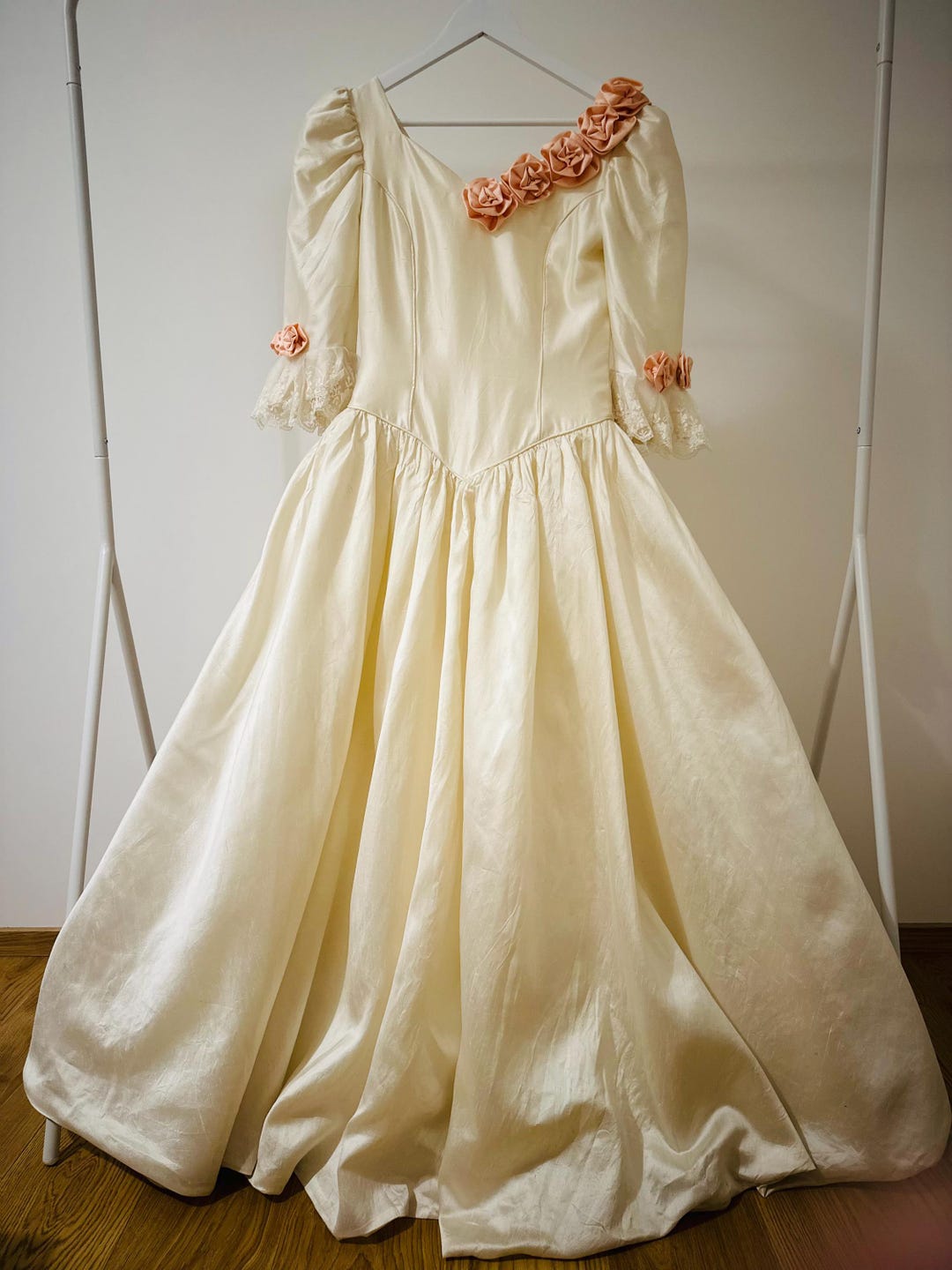 vintage rose gold wedding dress Ophelia Colorful Champagne Gold Wedding Gown with corset A-line body