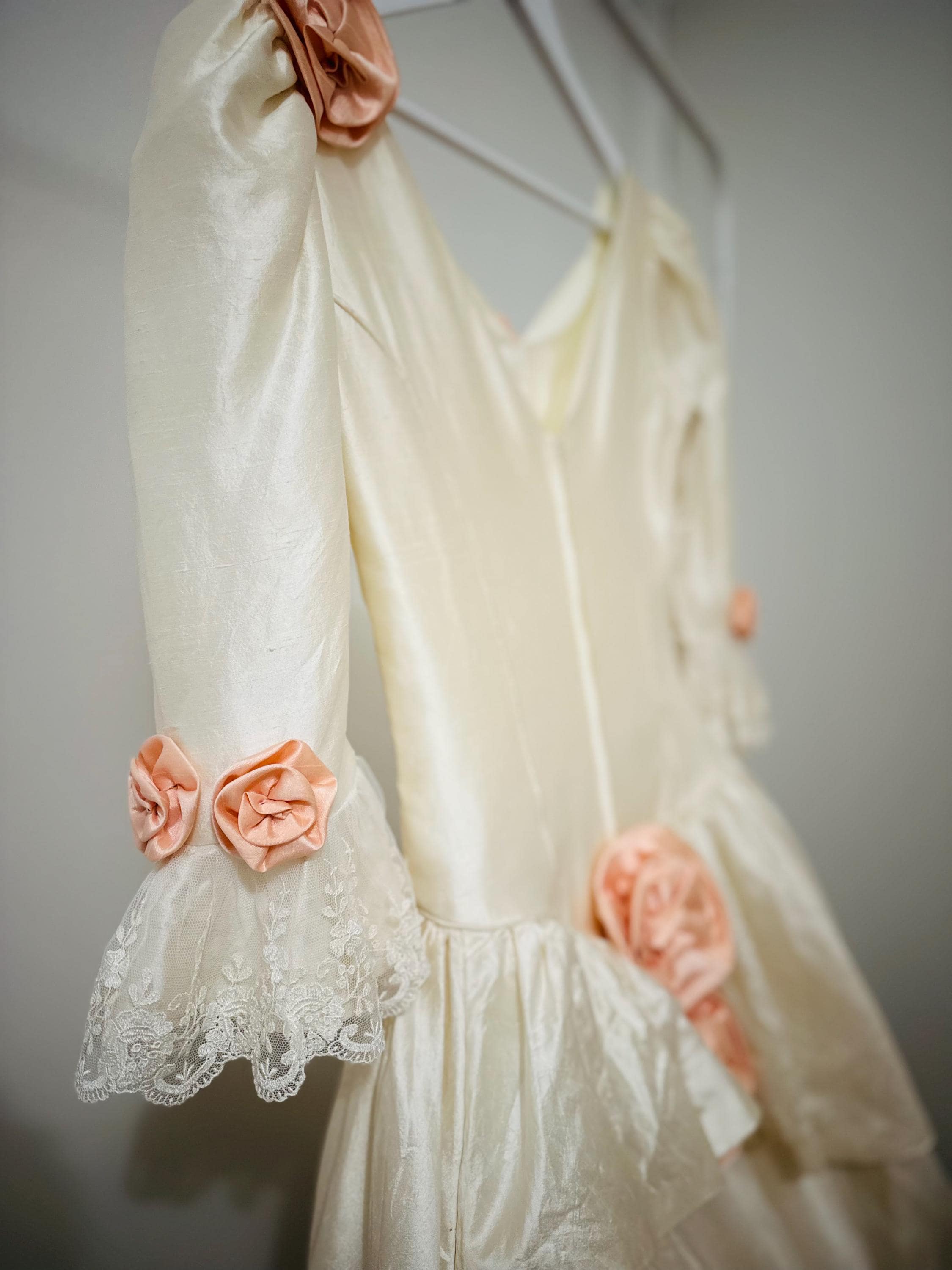 vintage rose gold wedding dress Vintage Strapless Sweetheart Flower Pink Wedding Dress WD132 US8 / Pink